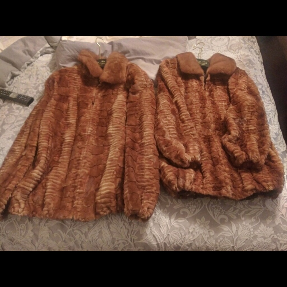 Two bomber fur jackets men 4xl ladies M